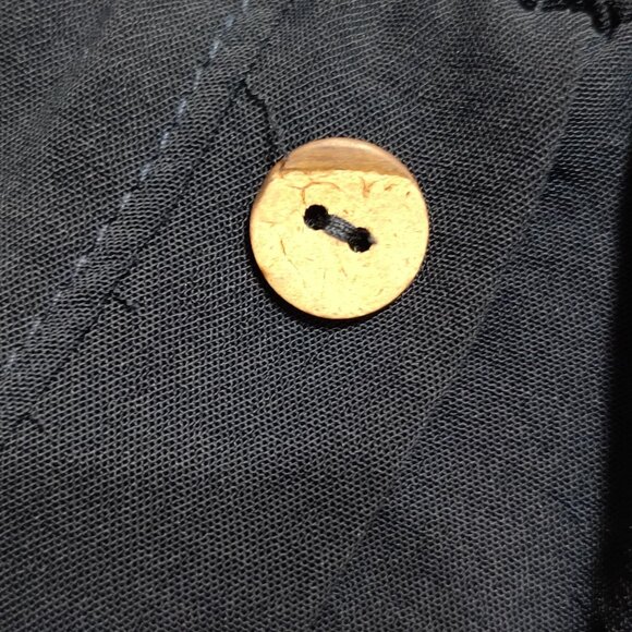 Emi & Joe L Navy Blue Midi Skirt Pockets Button Detail Flowy Boho Chic Preppy - Picture 7 of 9